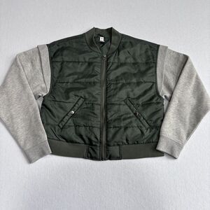 Daily Practice Anthropologie Skill Set Jersey-Sleeve Puffer Jacket Womens S Gray